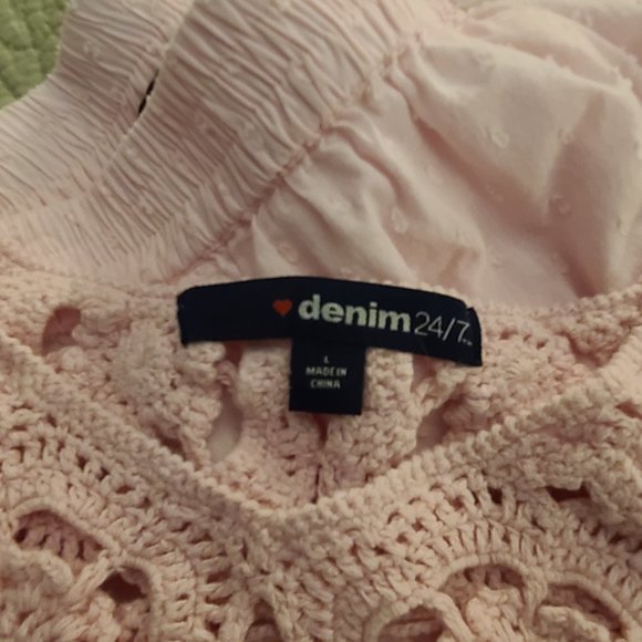 Crocheted sweater, tank, and skirt, soft blush, L - Picture 5 of 5